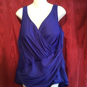 Women's Cross Body Swim Suit Royal Blue Size 24W